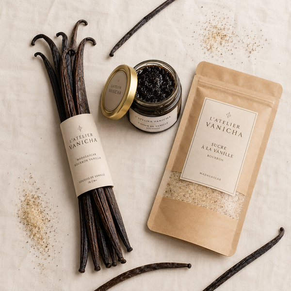 Pack Découverte Vanille, gousses, sucre vanillé et caviar de vanille